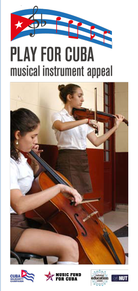 Play for Cuba musical instrument appeal leaflet
